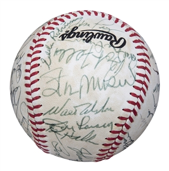 1980s Cracker Jack Team Signed Baseball With 37 Signatures Including Musial, DiMaggio, and Killebrew (Beckett)